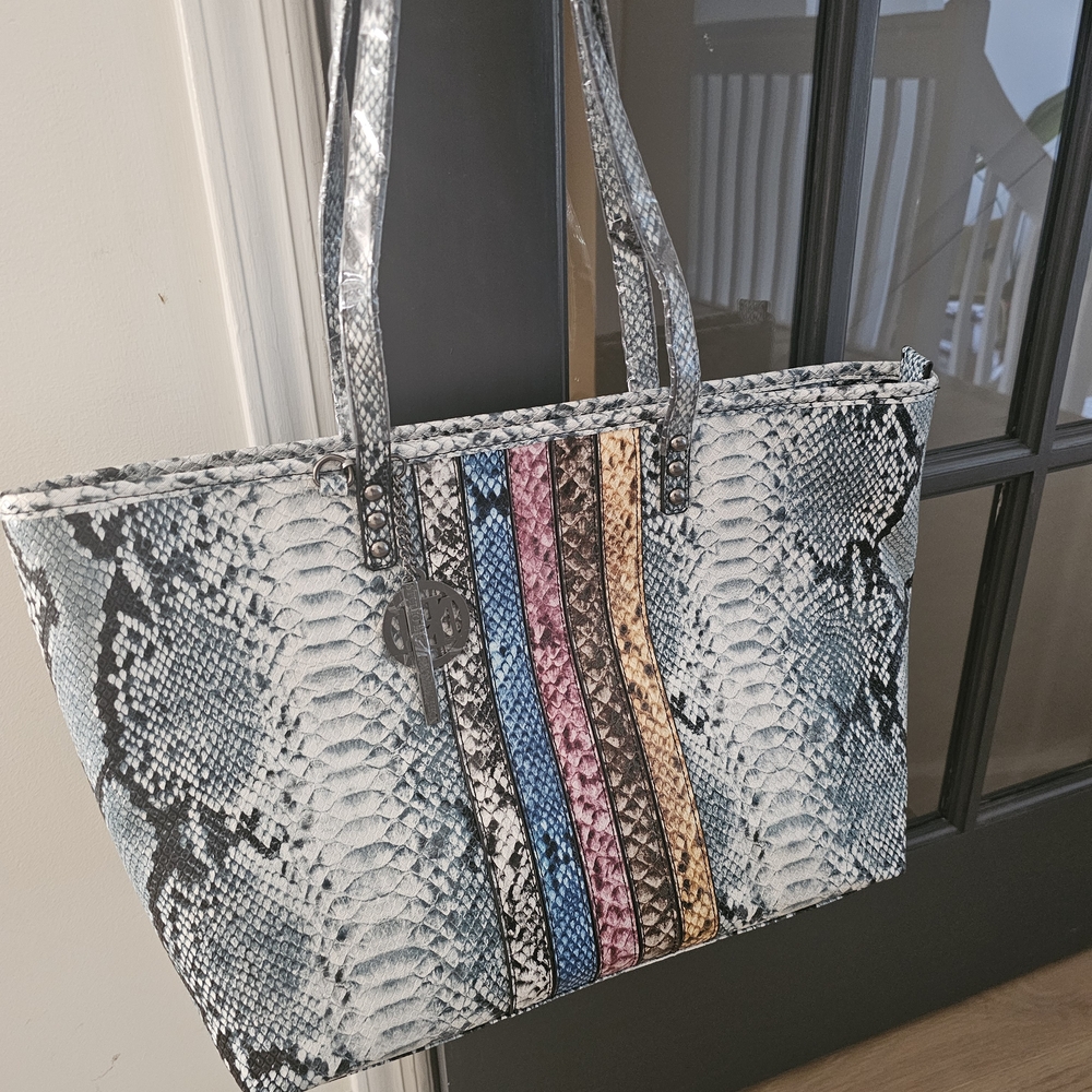 Badgley Mischka Multicolor Snake Print Tote